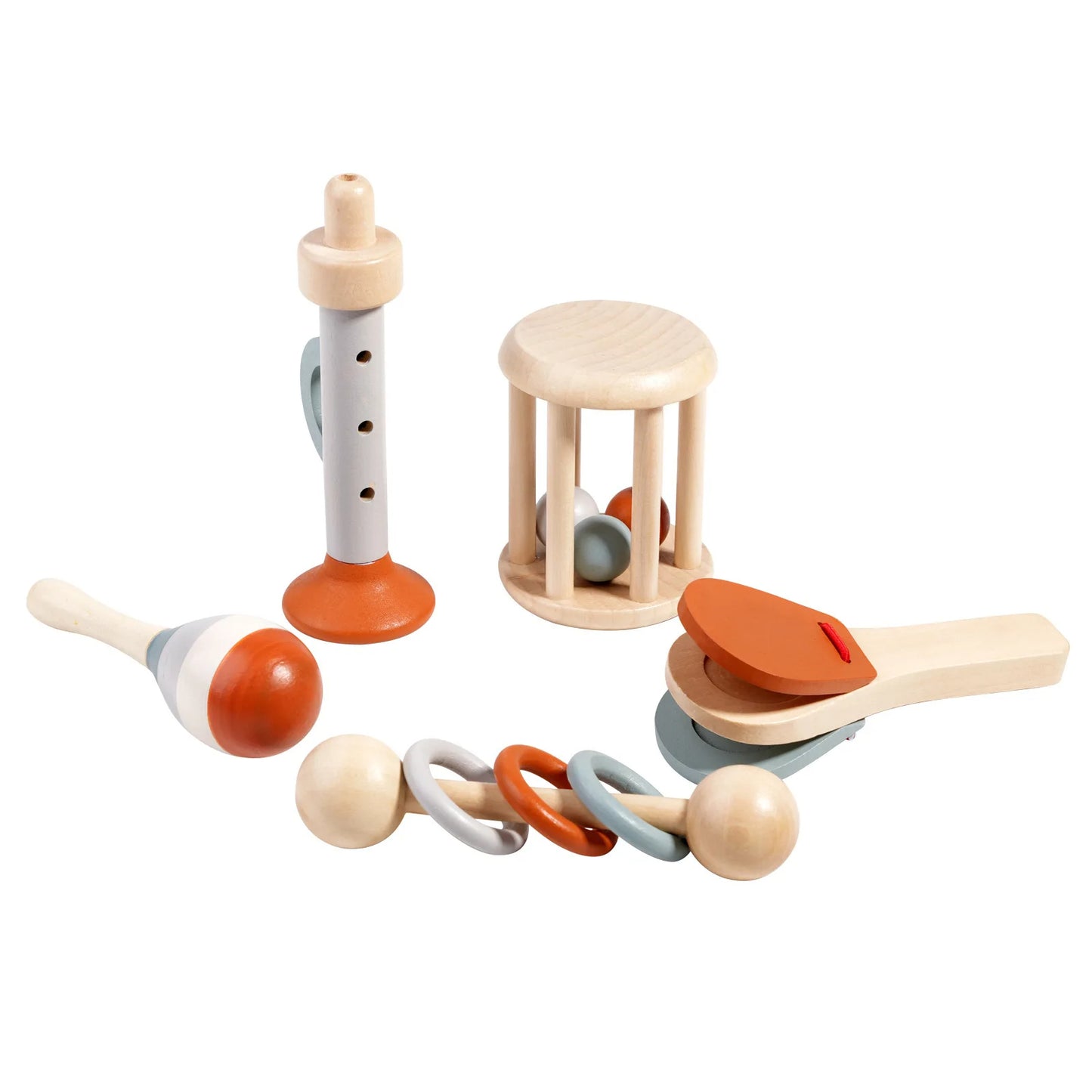 Houten muziekinstrumenten set met vijf instrumenten voor kinderen