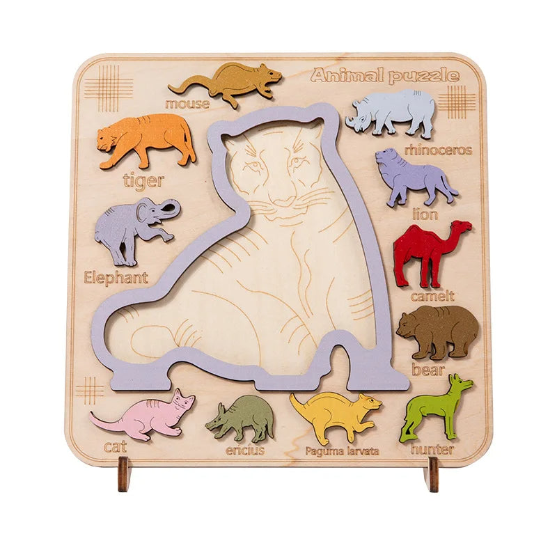 Montessori Houten Dieren inlegpuzzel