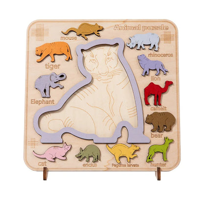 Montessori Houten Dieren inlegpuzzel