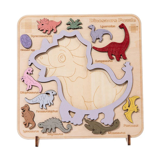 Houten dinosaurus inlegpuzzel