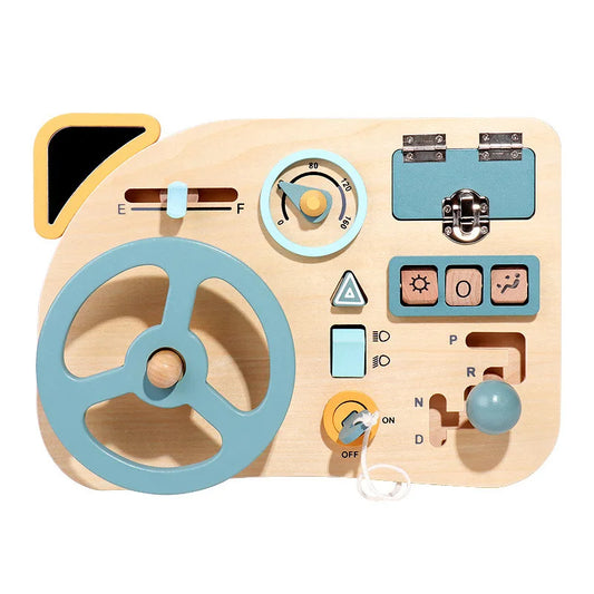 Houten auto dashboard Busy Board voor kinderen