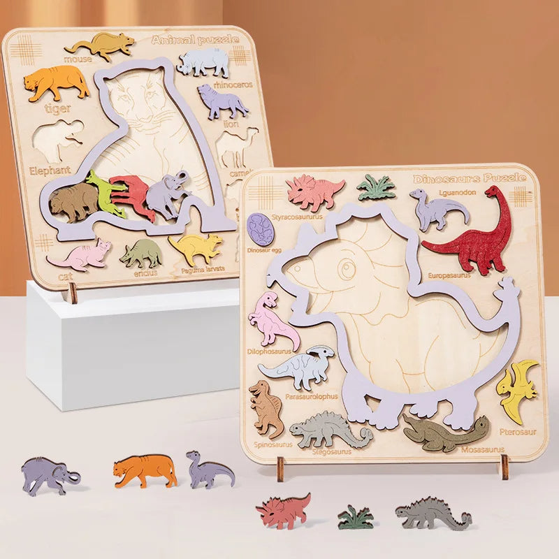Montessori Houten Dinosaurus inlegpuzzel