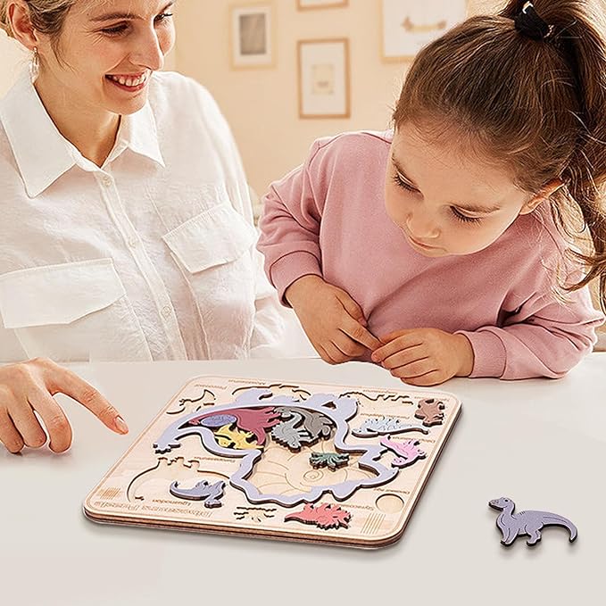 Montessori Houten Dinosaurus inlegpuzzel
