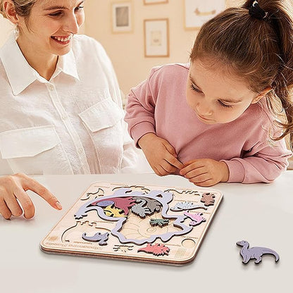 Montessori Houten Dinosaurus inlegpuzzel
