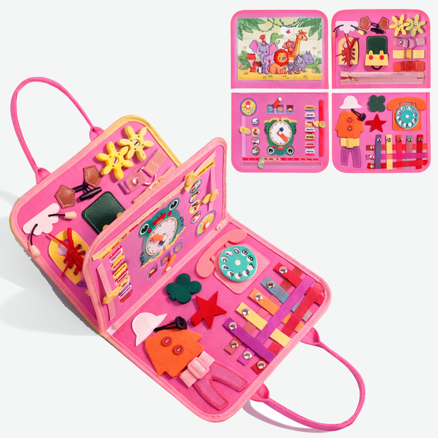 Busy Board zeemeermin roze - Montessori activiteitenboek van Intellikids