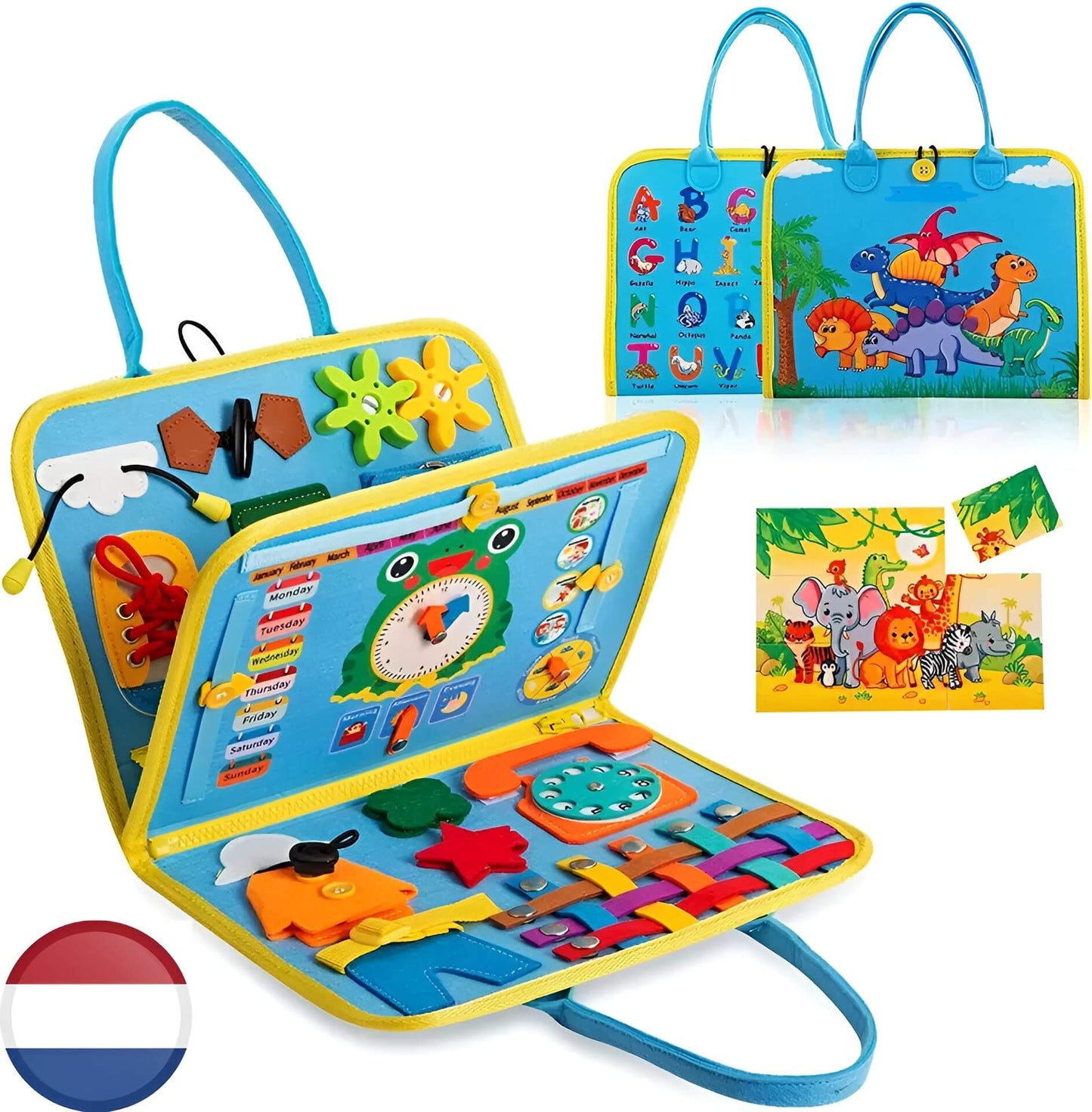 Busy Board dinosaurus blauw