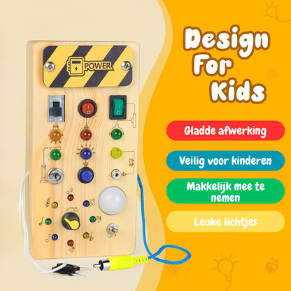 Montessori Houten Busy Board met LED & Schakelaars