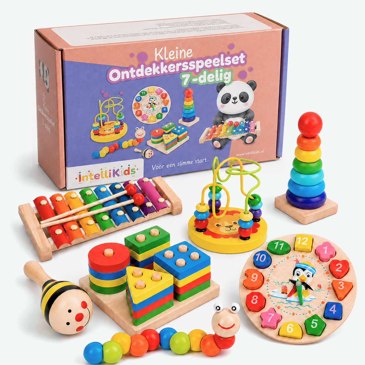 Kleine Ontdekkersspeelset 7 in 1 - houten Montessori speelgoed van Intellikids