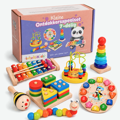 Kleine Ontdekkersspeelset 7 in 1 - houten Montessori speelgoed van Intellikids
