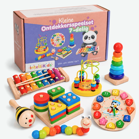 Kleine Ontdekkersspeelset 7 in 1 - houten Montessori speelgoed van Intellikids